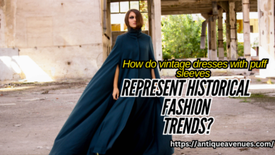 How do vintage dresses with puff sleeves represent historical fashion trends?