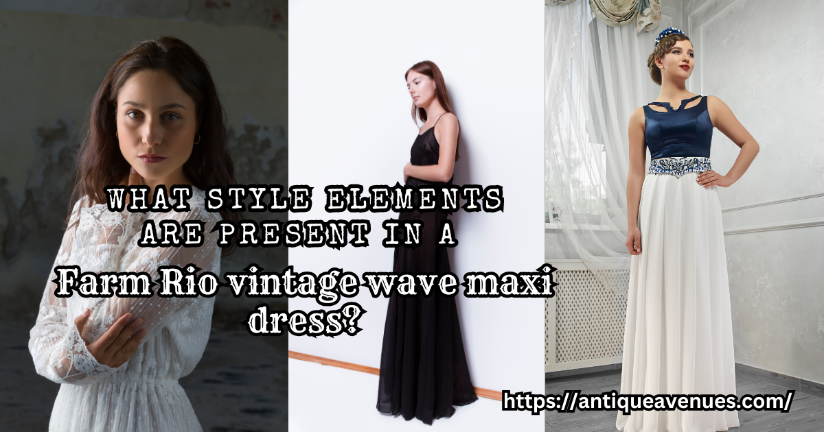 What style elements are present in a Farm Rio vintage wave maxi dress?