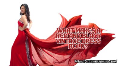 What makes a red and black vintage dress bold?